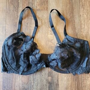 Victoria's Secret Black Floral Lace Sheer Bra
